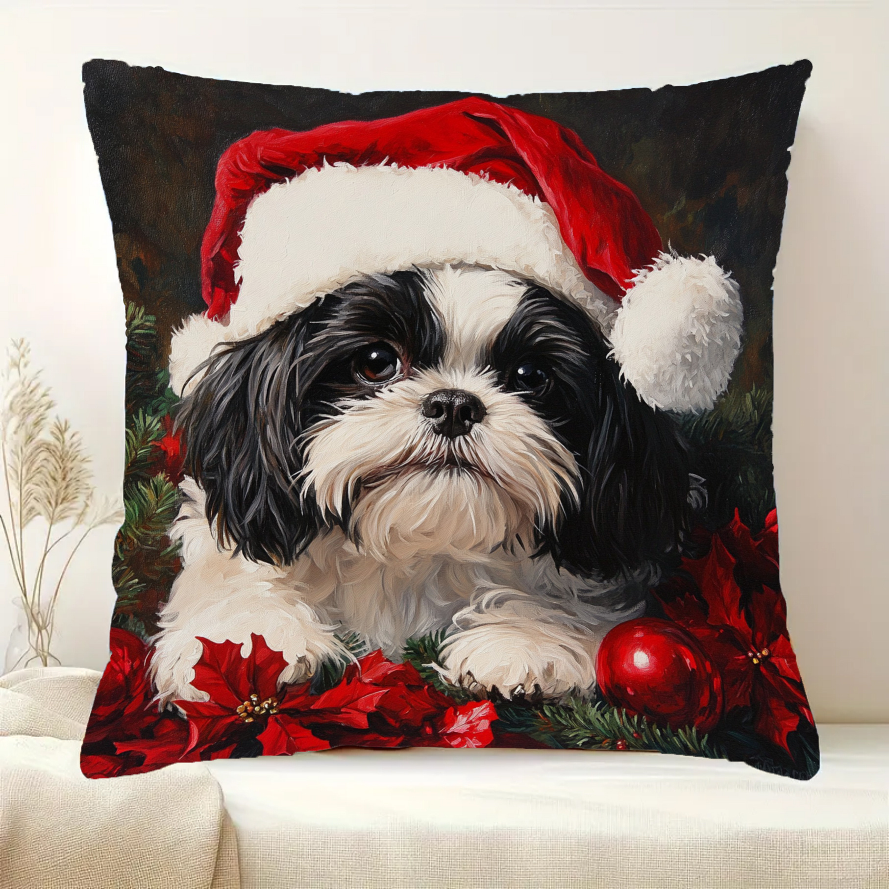 

1pc Shih Tzu Christmas , 18x18 , - , , Zippered Polyester Decorative For ,