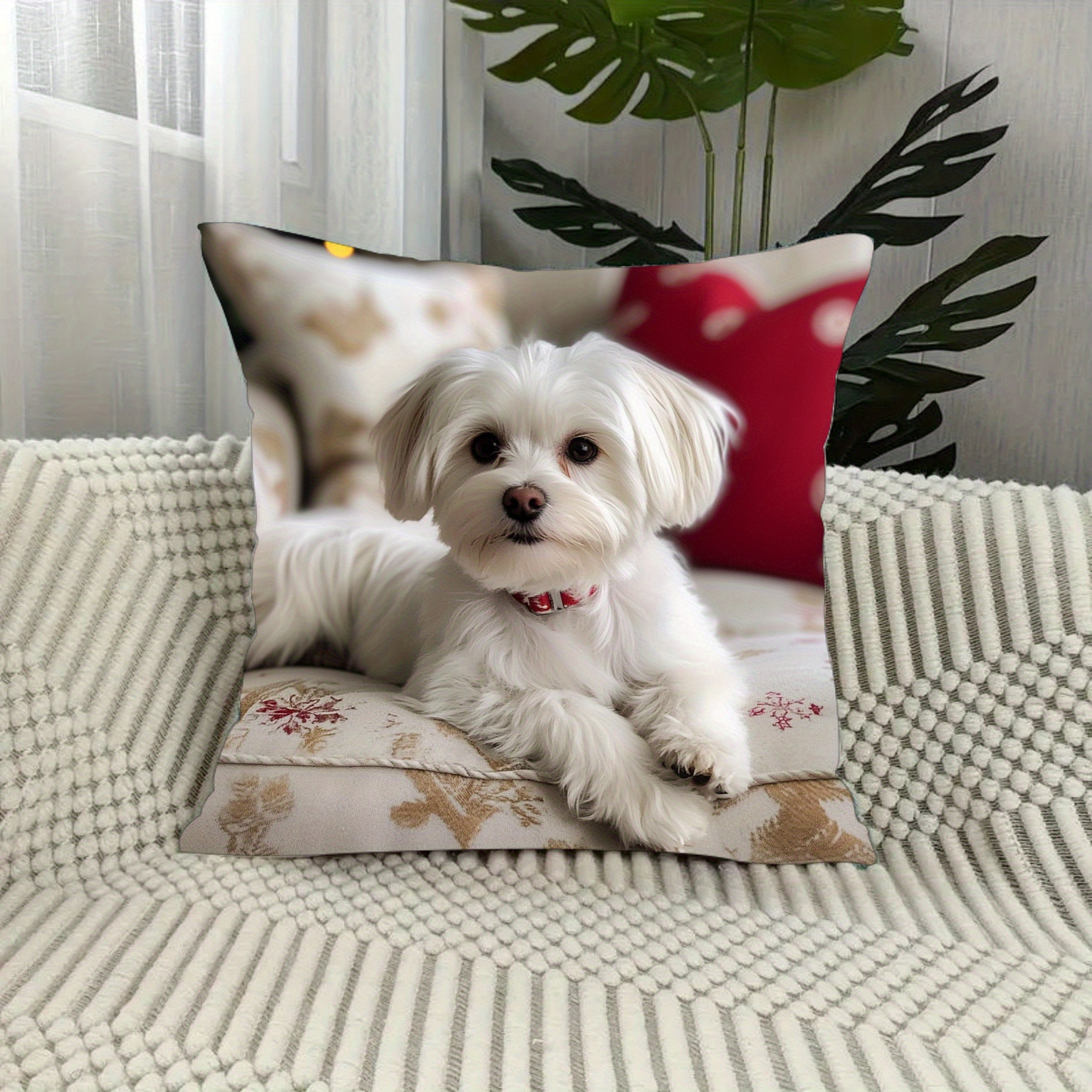 

1pc Maltese Cushion , 18x18 , , , For , , Bedroom - No