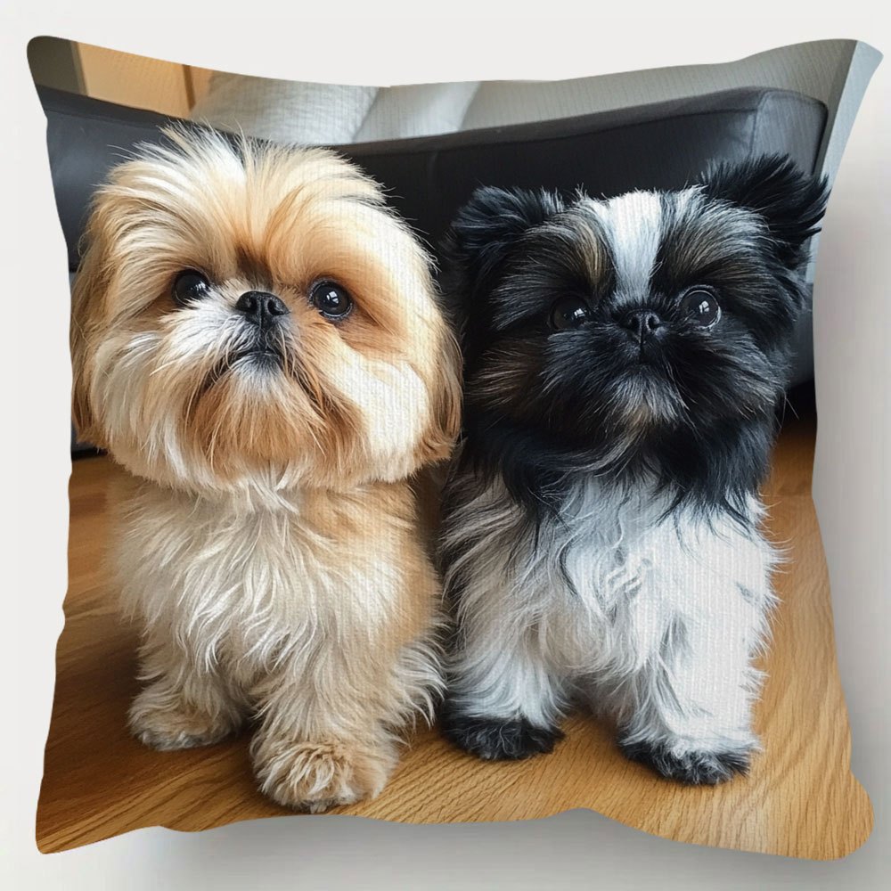 

1pc Shih Tzu chien imprimé housse de coussin, double , court en , lavable en , fermeture à glissière, tissé, 18x18 pouces, housse de coussin décorative différents de pièces, canapé, lit, pas d’