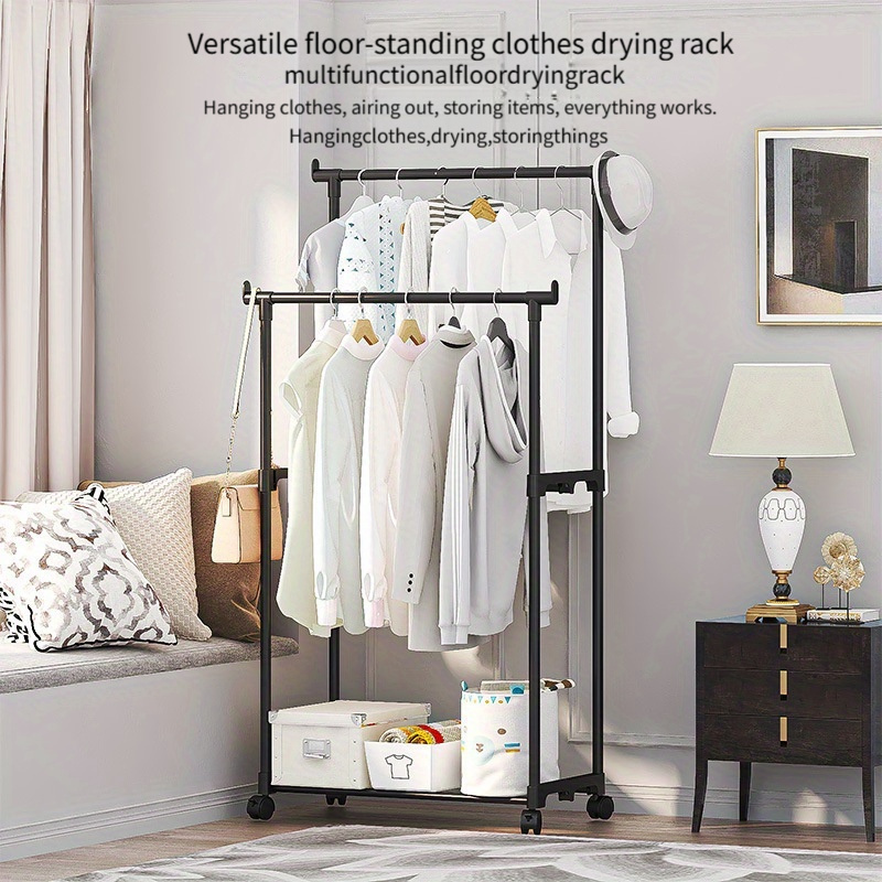 

Floor Standing Clothes & Hat Rack With Shoe Storage - Plastic, Home Organization