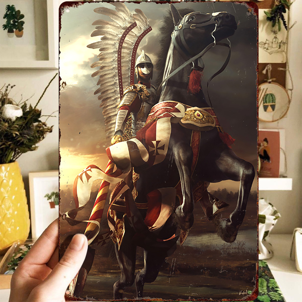 

Vintage Hussar Metal Tin Sign - 7.87x11.81" Aluminum Wall Art, Rustic Home & Bar Decor With Warrior Design, Ideal For Kitchen, Bedroom, Bathroom, And Party , 2d, Room Decor