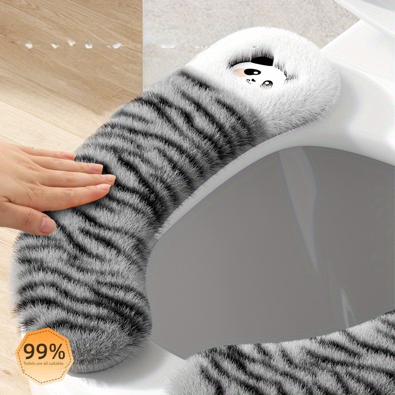 

Plush Toilet Seat Covers - 1 Pair, Adhesive, Warm & Comfortable For All , Hand-washable Polyester