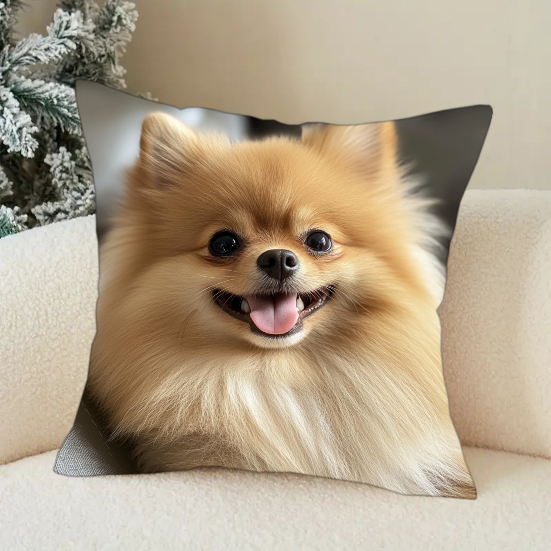 TEMU 1 Vintage Pomeranian Print Cushion Cover, 18x18 Inches, Zipper Closure, Home Decorative Pillow Cover, Suitable For Living Room, Sofa, Bedroom -