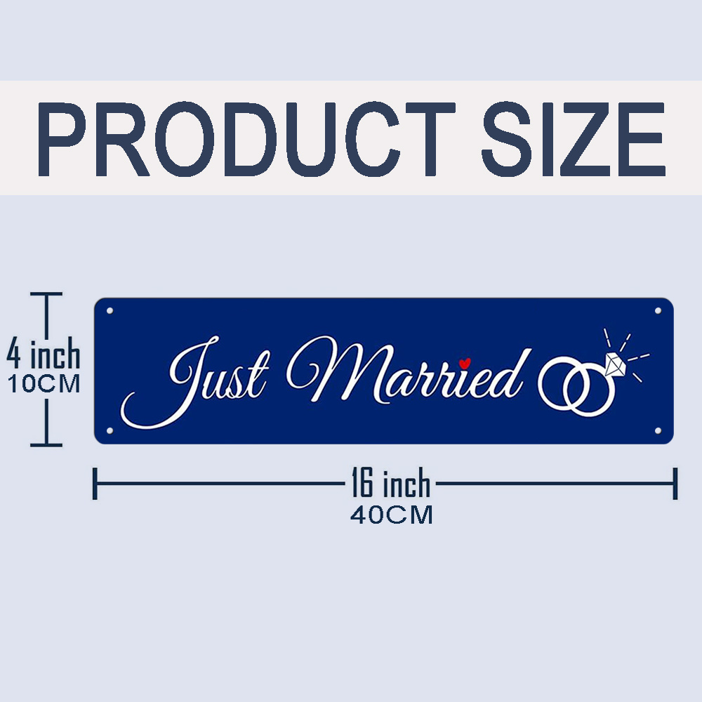 vintage 'just married' metal sign - 10.16x40.64 cm | waterdicht en  stofdicht wandkunst voor thuis, bar, café decor | perfect voor  binnen/buiten gebruik en vakantiefeesten, binnenwanddecoratie|vintage  bruiloftsdecor| metalen bord, bruiloftsdecoraties ..., image size:1000x1000