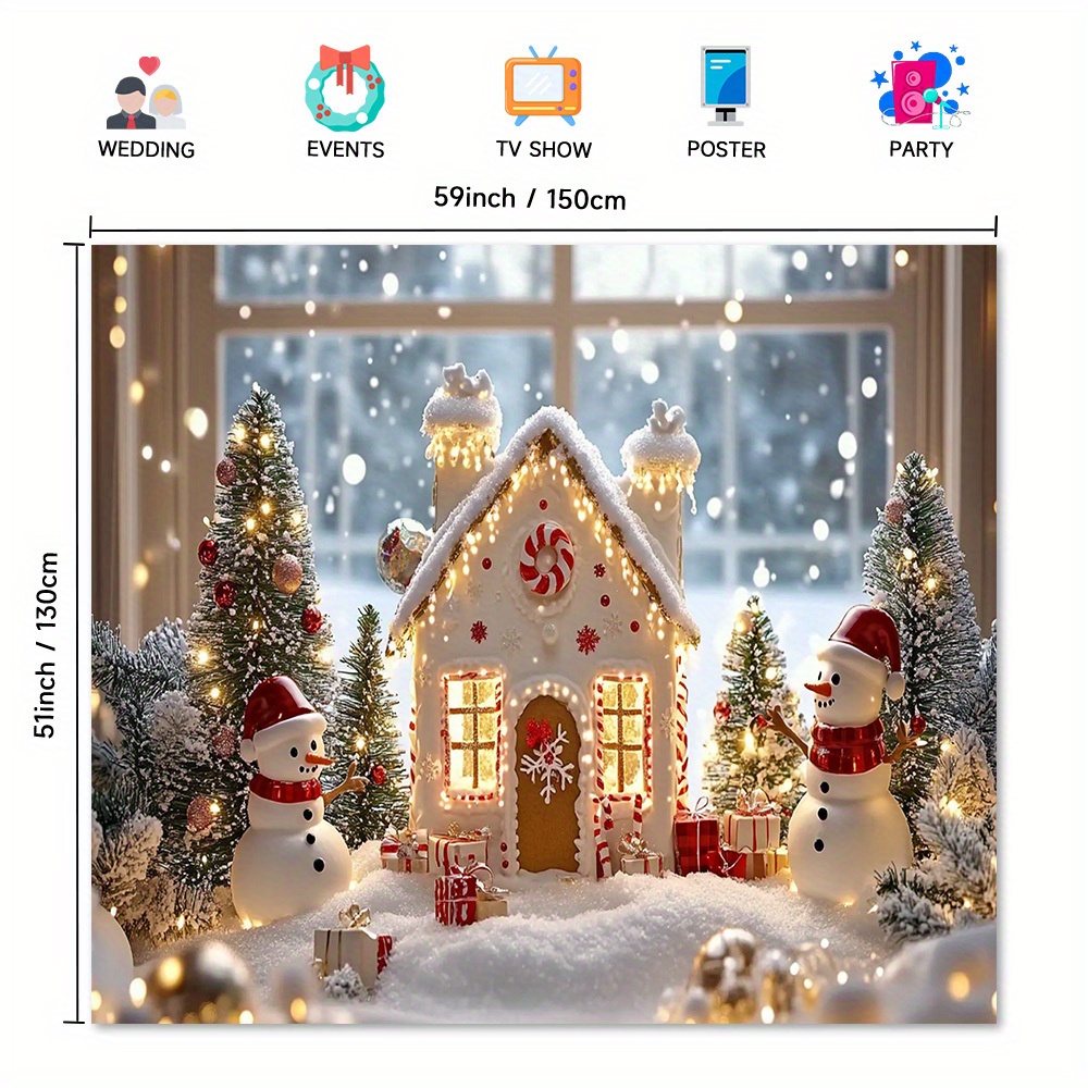 1pc festive polyester christmas wall decor gingerbread house