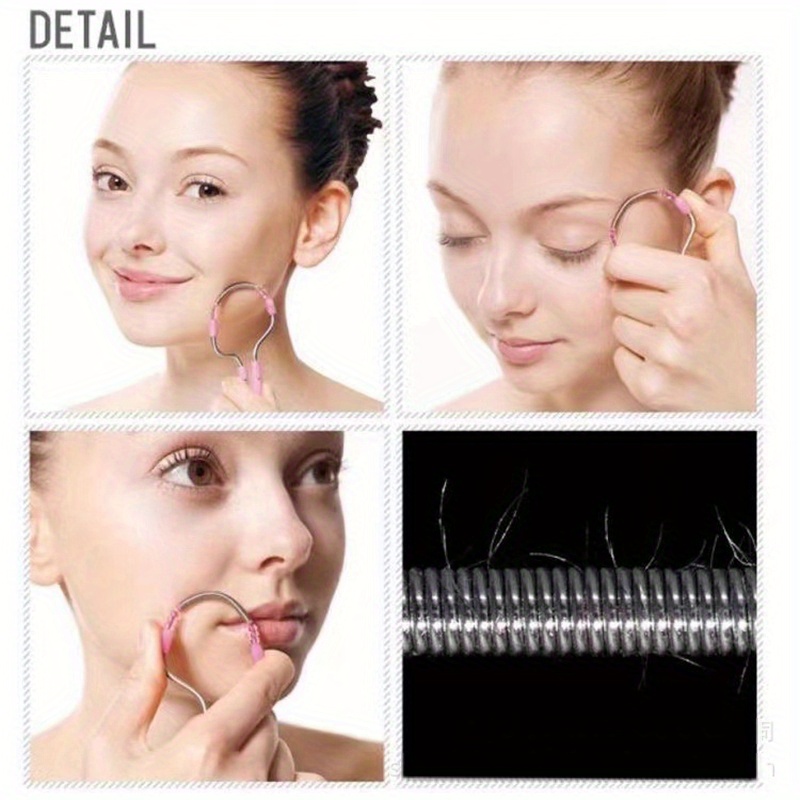 2pcs spring facial hair remover portable stainless     hair remover upper lip chin cheeks eyebrows facial hair removal and makeup tool suitable for female facial hair removal tool Product details 9