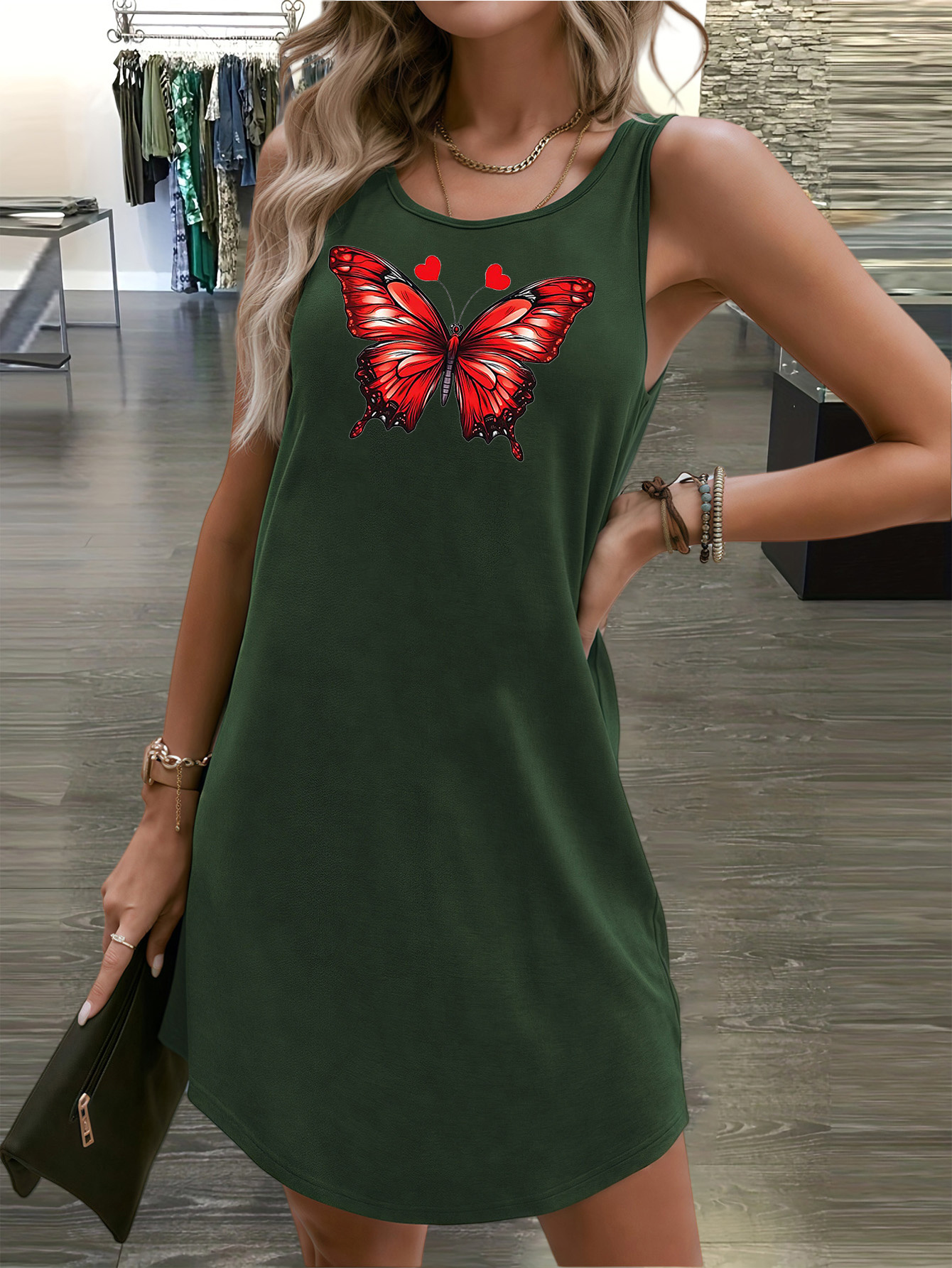 1pc womens sleeveless tank dress red - Temu United Arab Emirates