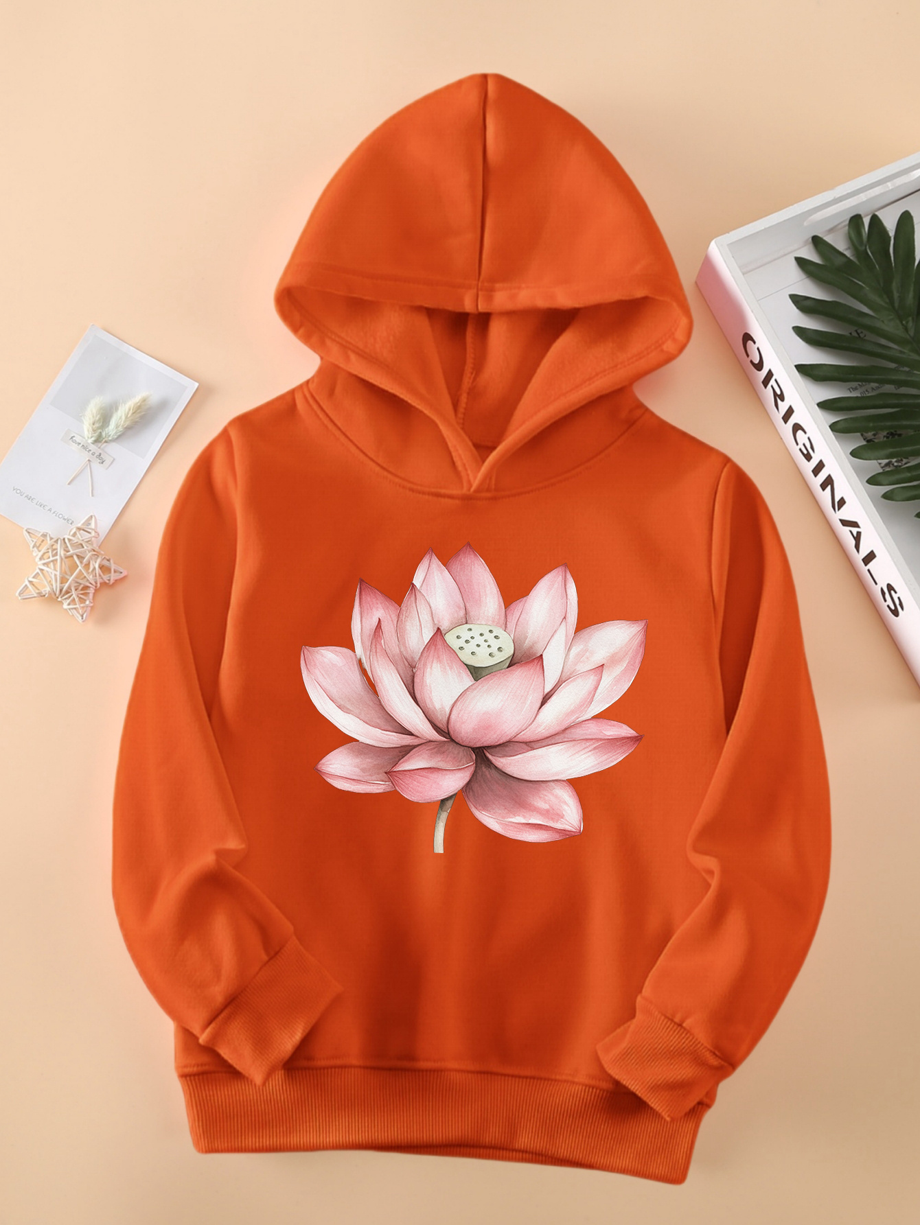 women's polyester hooded sweatshirt lotus flower geometric Temu