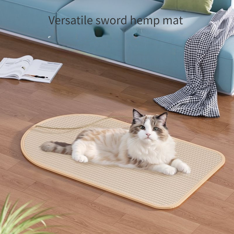 

1pc Sisal Rope Cat Scratching Mat, Wall-mounted -resistant Furniture Protector, Multifunctional Cat Play And Claw Care Pad For Cats