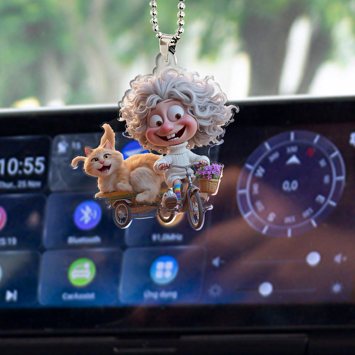 

1pc Acrylic And Cat Charm Pendant - Multifunctional Hanging Jewelry For Car Mirror, Keychain, Bag - Ideal For Wedding, Valentine's Day, Christmas, Thanksgiving - Unisex Accessory For All Holidays
