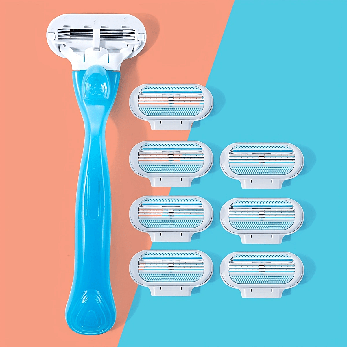 

Women's Manual Hair Removal Set - 3-layer Stainless Steel Blades, Reusable & Hypoallergenic, Includes Handle And 8 Refill Heads