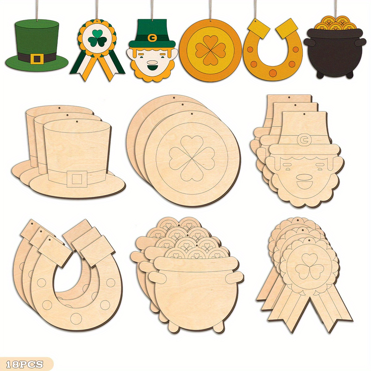 

18pcs Diy Paintable Wooden Craft Set - Creative Decor & Tag Tags For Easter Baskets, Birthdays, 's Day & More - No Coloring Supplies Included