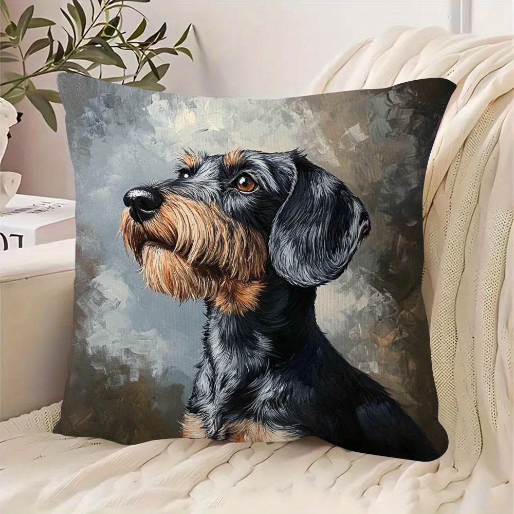 

1pc Wirehaired Dog , , Double-sided , Washable, , , Cushion For - 18x18 (no )