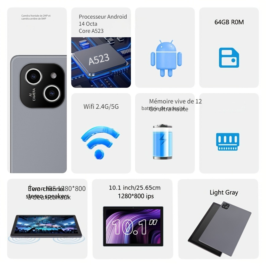 Tablette * 10,1 pouces *'exploitation * 14, tablette 2-en-1 avec * souris, étui * 64 * de ROM, 12 * (4 * + 8