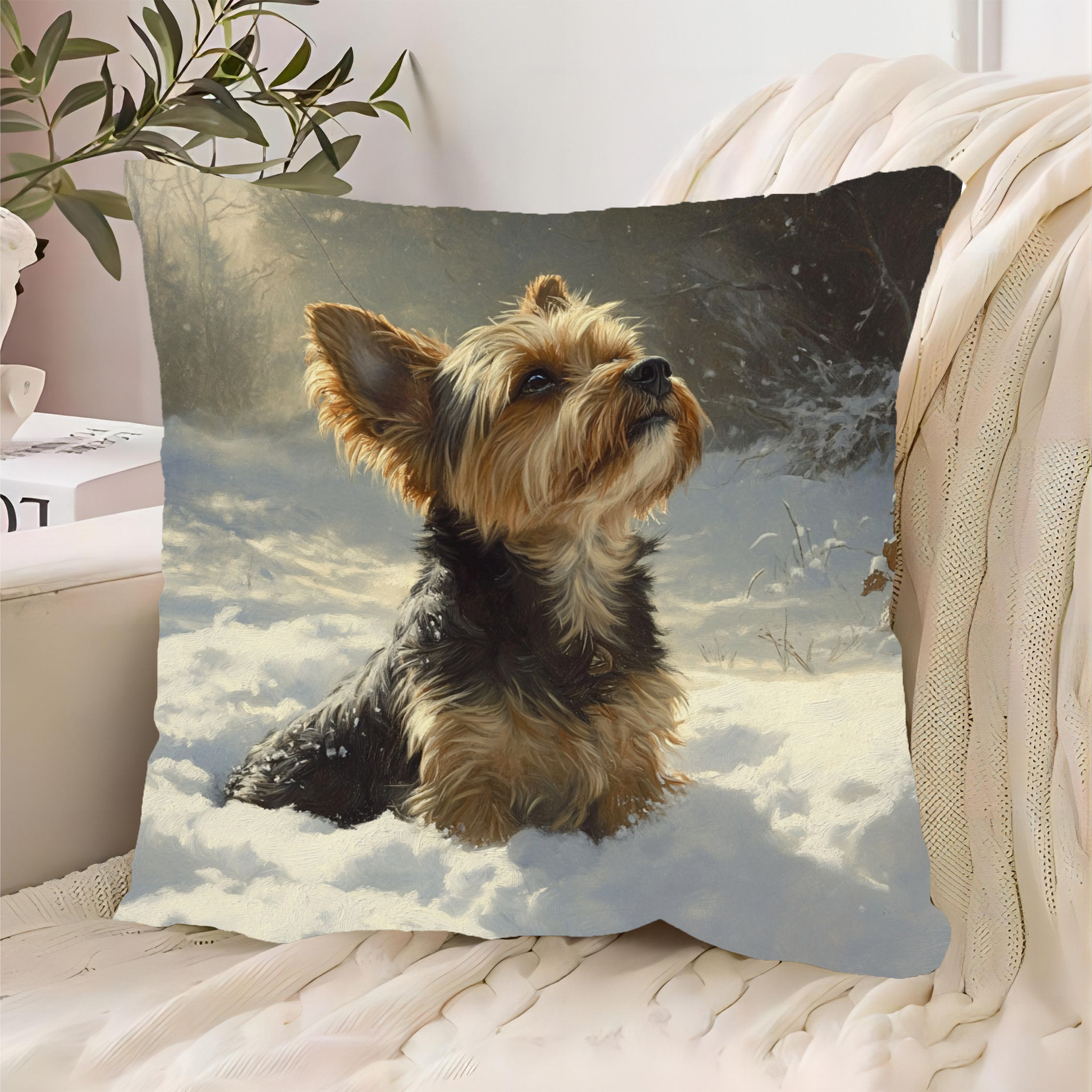 

Yorkie In 18x18" - Polyester, Zip , For & Bedroom Decor