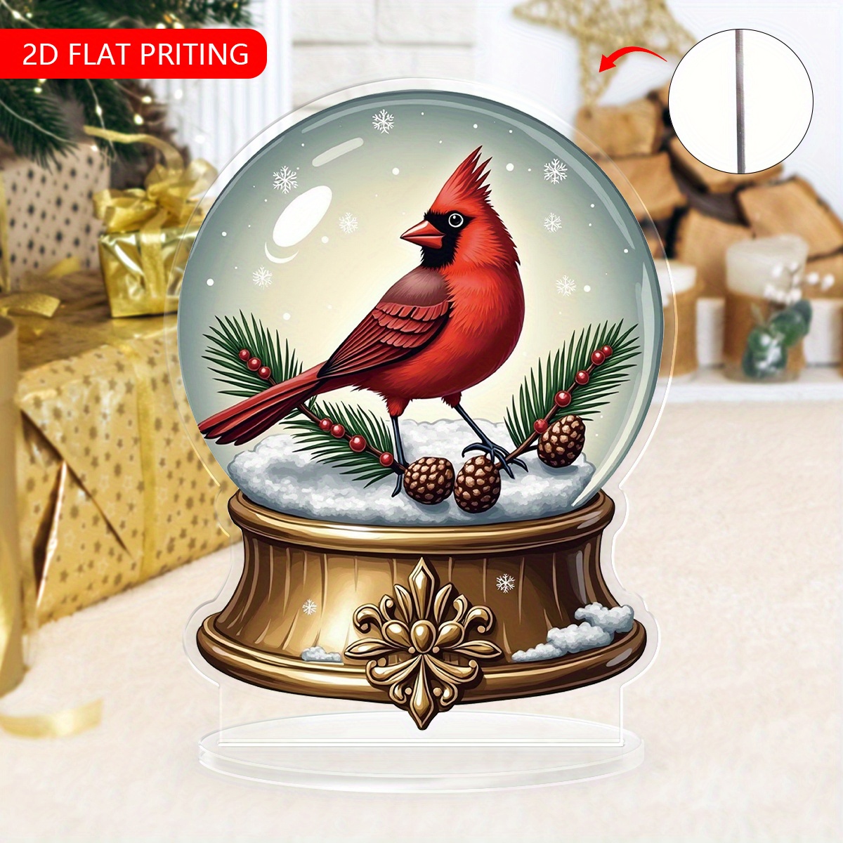 

1pc Red Snow Acrylic Plaque, 2d Flat Printing, No Electricity Needed, Featherless, Ideal For Office, Bedroom, Balcony, Fit, Birthdays, Anniversaries, Valentine's, Winter & Christmas Gifts