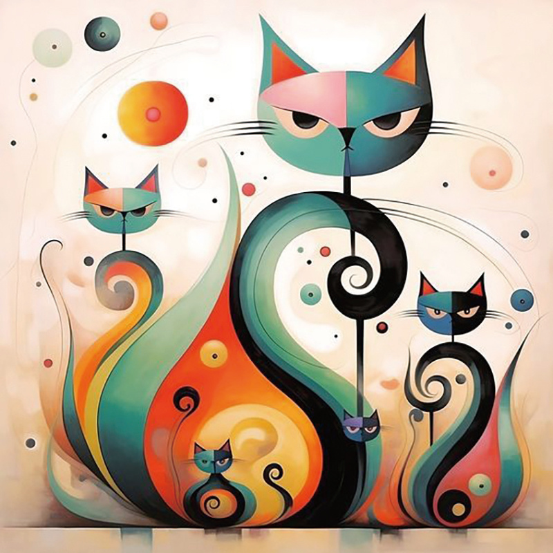 

Acrylic Paint By Numbers For Adults Kit, Abstract Cats Design, Diamond Art Painting Set, Wall Decor For Living Room, Bedroom, Hall – Diy Craft, Activity, Ideal Gift