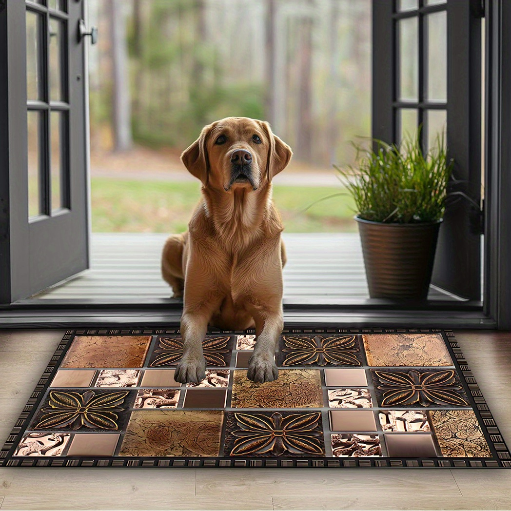 

Tapis de Porte Motif Carrelage Céramique à - Antidérapant, Lavable en Polyester pour Entrée, Patio, Jardin, Salon, Salle de Bain - Tapis d'Entrée Lavable à , Plusieurs Tailles Disponibles