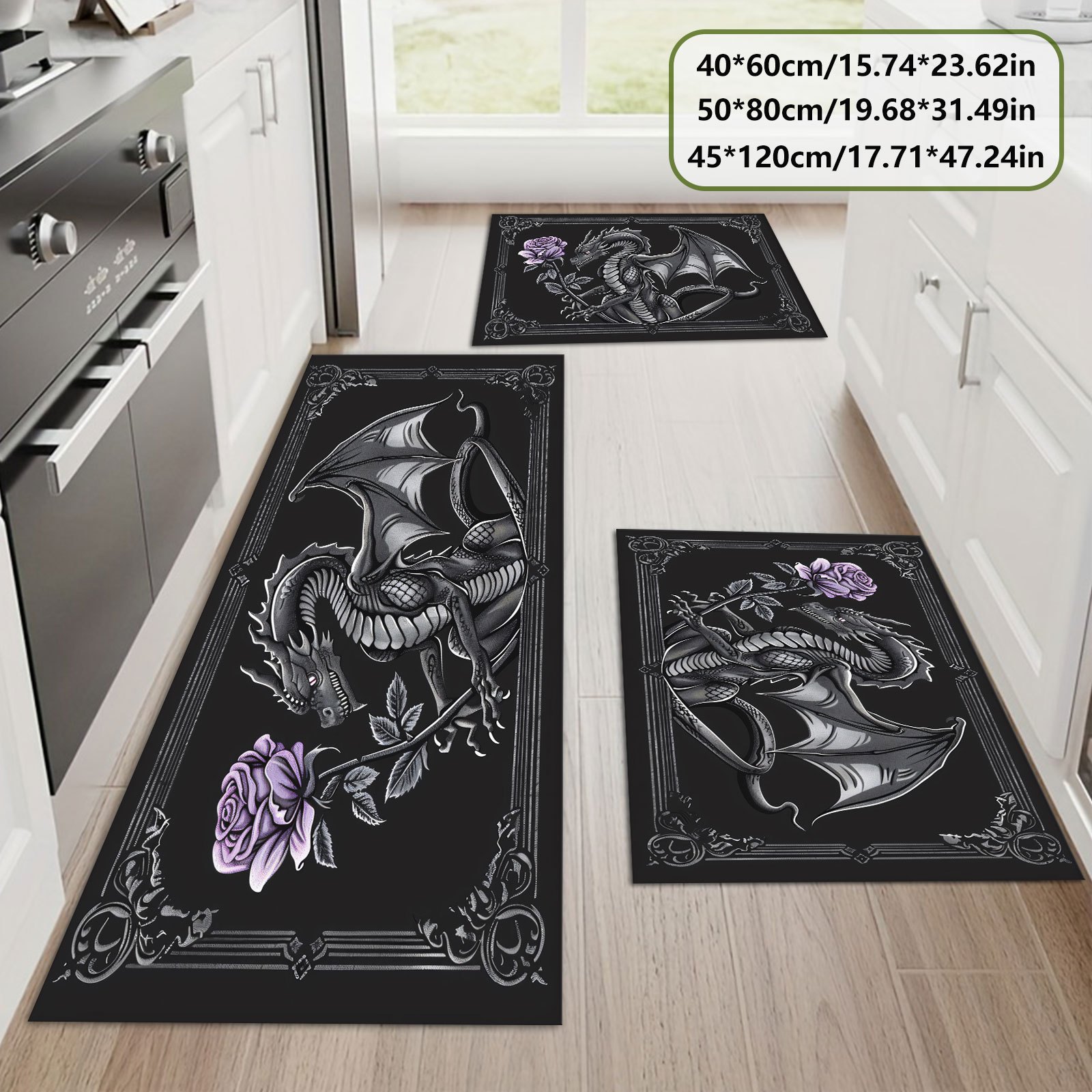 

1 Set Dragon And Design Christmas Rugs - Non-slip, Machine Washable, Polyester Fiber Door Mats For Home Decor - For Living Room, Bedroom, Kitchen, Indoor/outdoor Use - Multiple Sizes