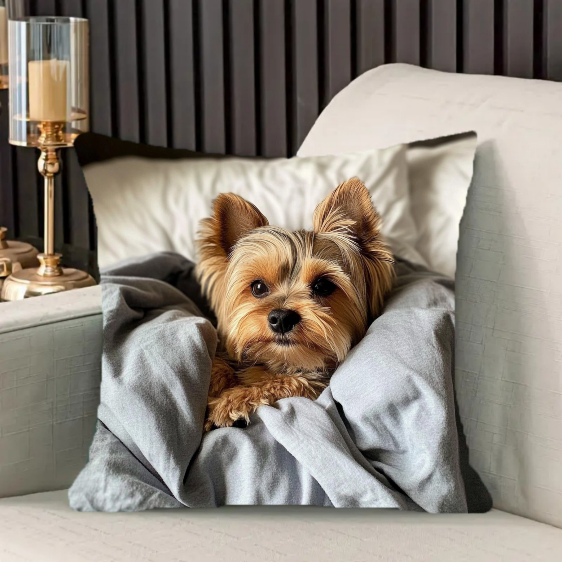 

1pc Contemporary Yorkie Dog , 18x18 , Zippered Cushion For Sofa And Bedroom, Washable, Multiple , - Qiqiy6819