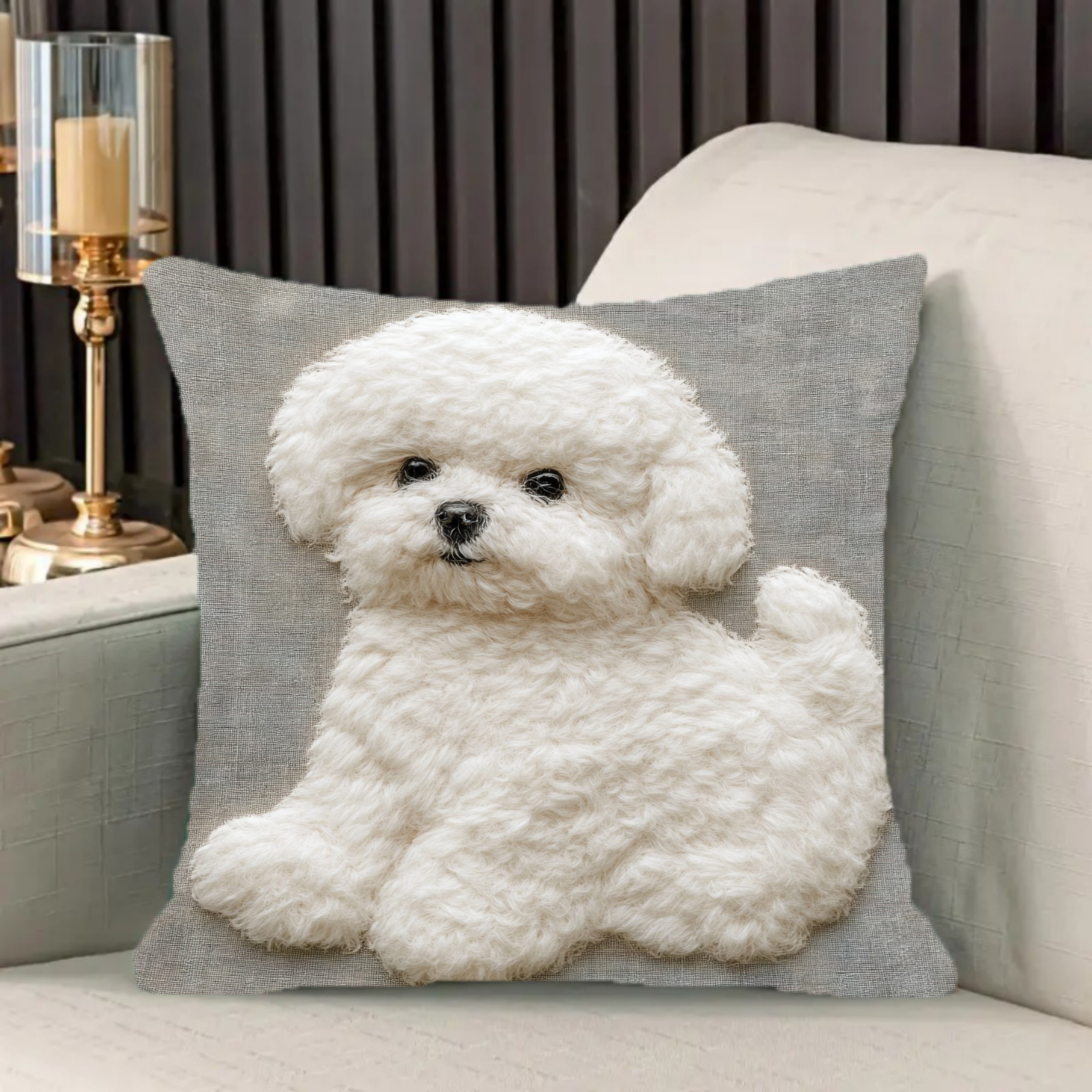 

1pc Contemporary Bichon , Cushion , Washable, , , 18x18 For , Sofa, Bedroom