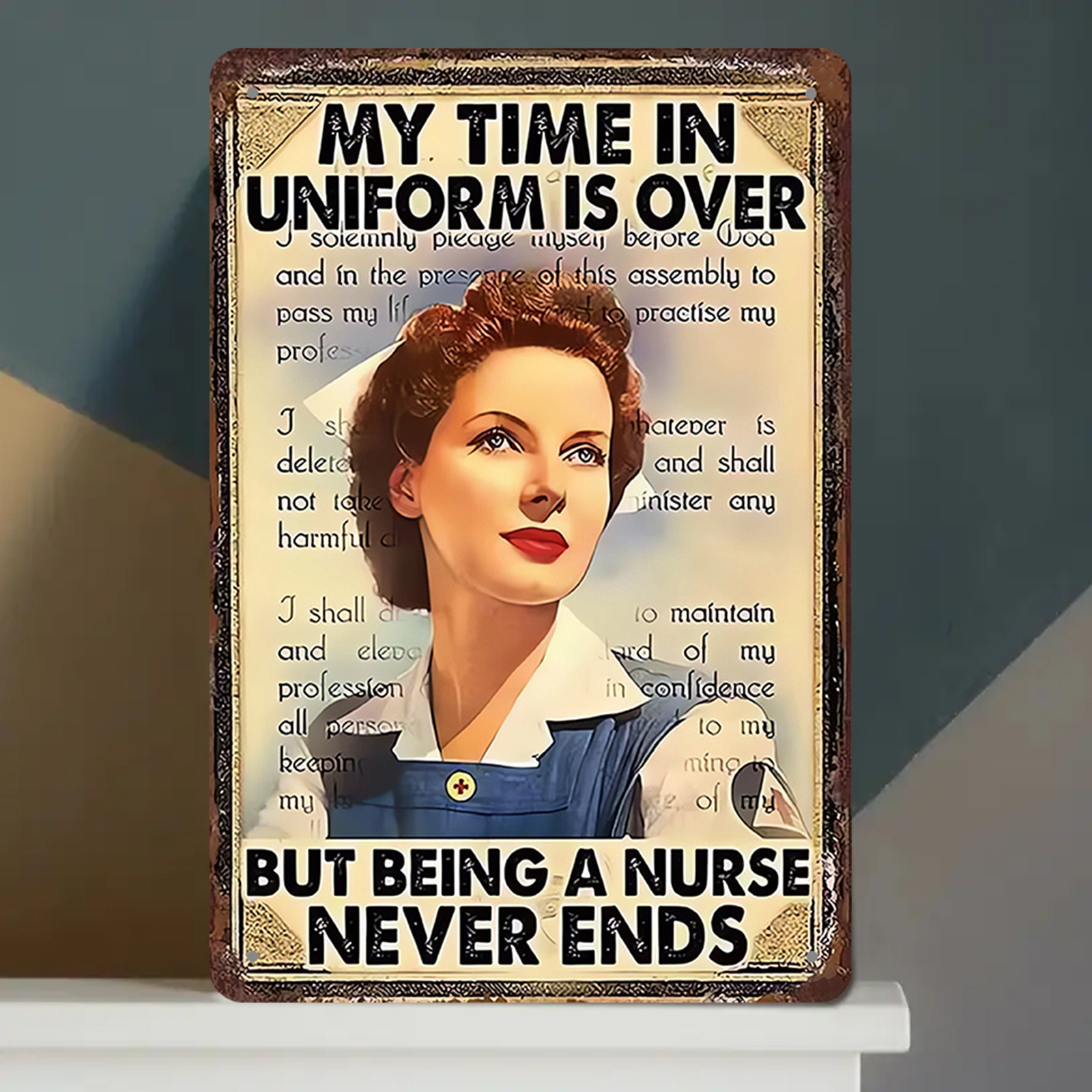 

Decor 1pc Nurse Metal Tin , 8x12 Iron , Inspirational Decor For , , , Bar, - "my Is Over, But A Nurse