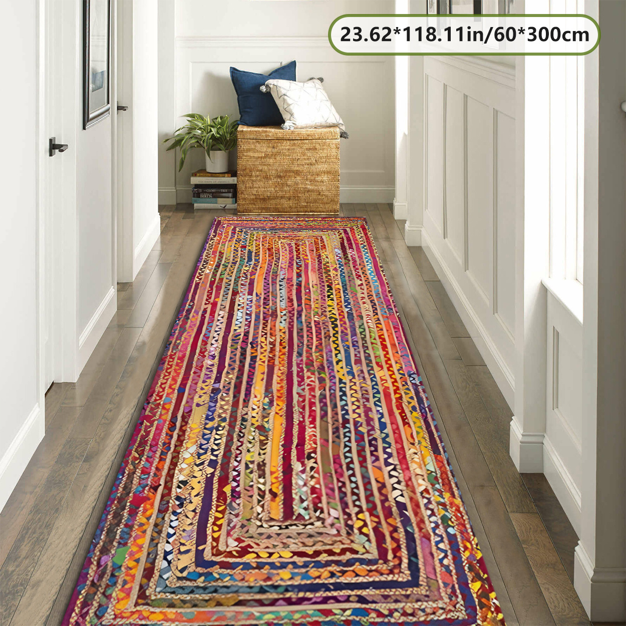 TEMU Golden Diamond Velvet + 800g/m² + Dotted Plastic Backing. New Release: Long Runner Rug In Light Luxury Red Linen With Double-loop Pattern For