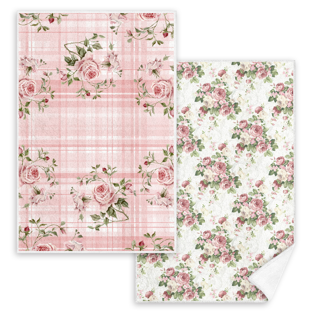 TEMU Pink Rose Pattern Kitchen Dish Towel, Sweet Home Decor, Tea Towel, Super Absorbent, Suitable For Cooking, Baking, Bathroom Cleaning, Wet Wipes