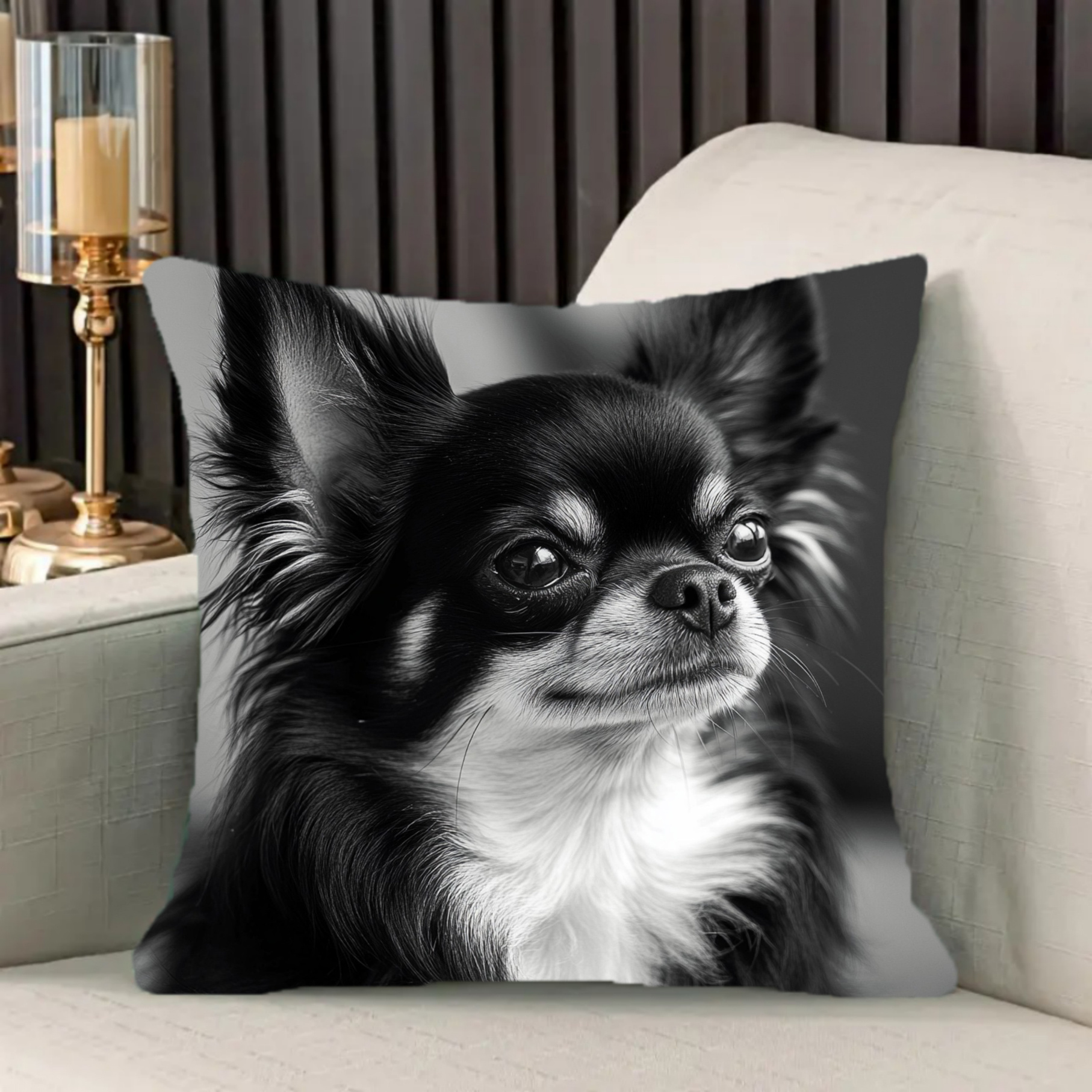 

Chic Chihuahua & Persian 18x18 Inch Polyester Throw Pillow Cover - Soft, Machine Washable, Zip Closure For Living Room, Bedroom Decor - Insert Not Included