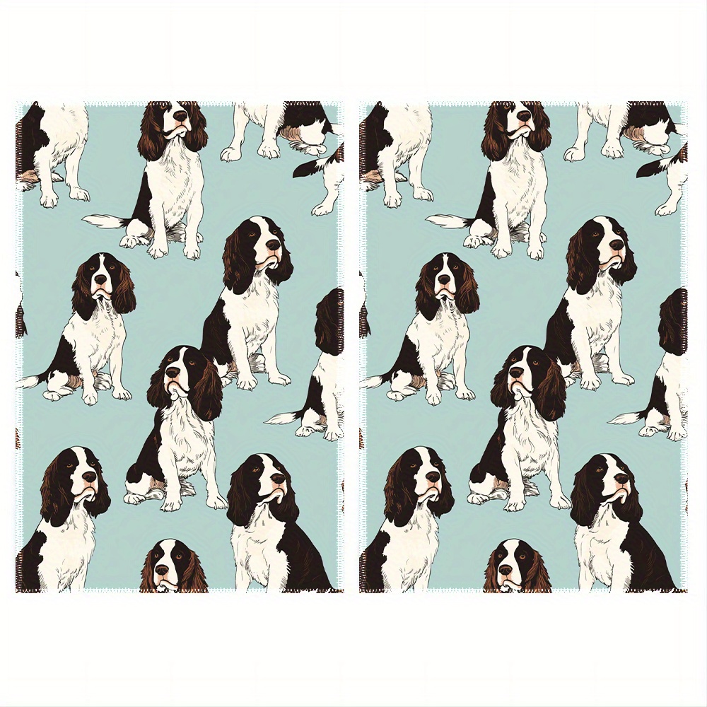 

2pcs English Spaniel Towels - 16x24" Decorative Dish Cloths, - Polyester, For Cooking, & Housewarming