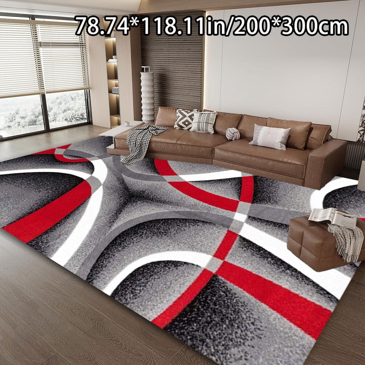 TEMU 1pc Décoration d'intérieur en velours de cristal | Motif géométrique moderne, polyvalent pour salon, tapis de canapé, paillasson, chambre à