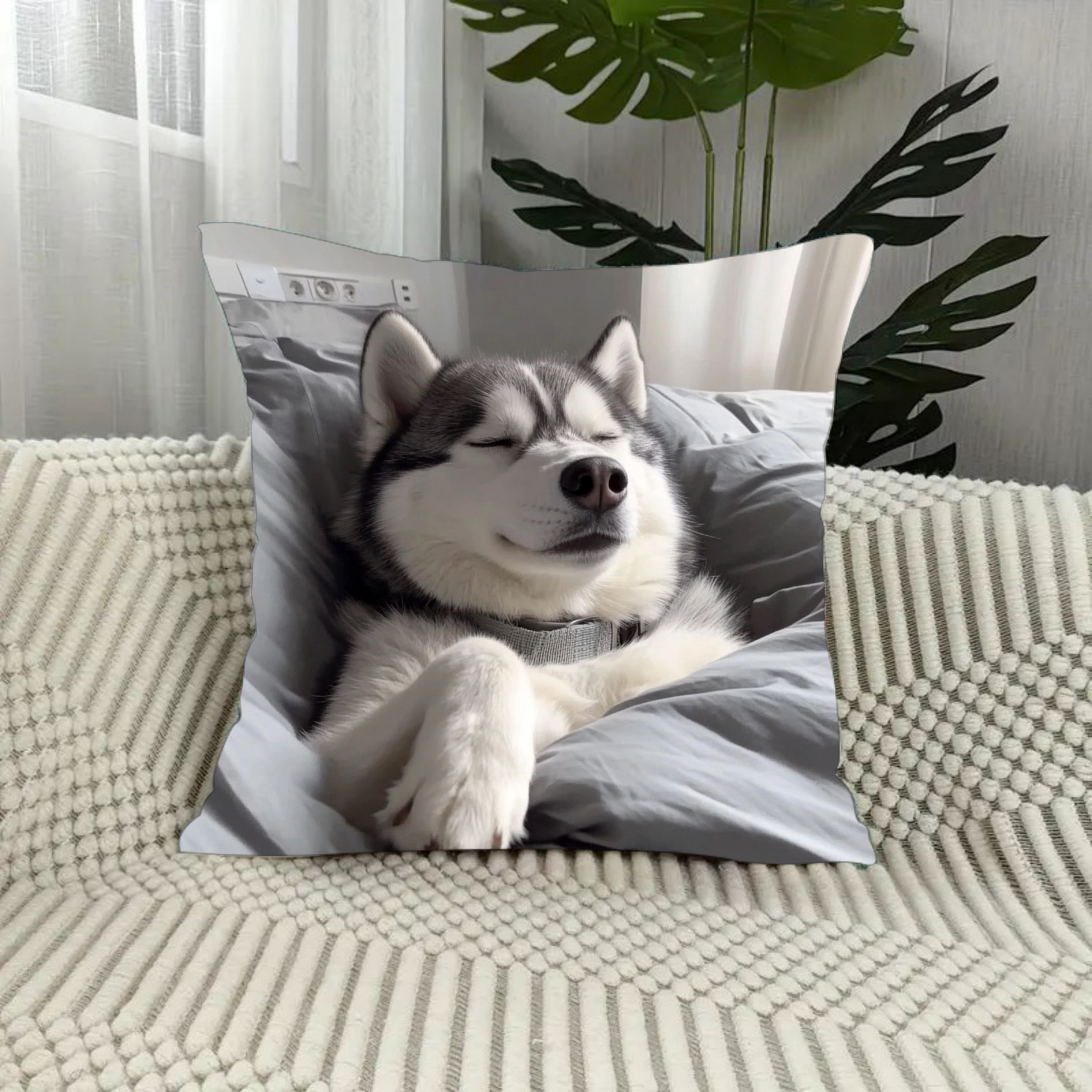 

Husky Humor 18x18" Polyester Throw Pillow Cover - Soft, Machine Washable, Zip Closure For Living Room & Bedroom Decor (pillow Not Included), Cute Pillows