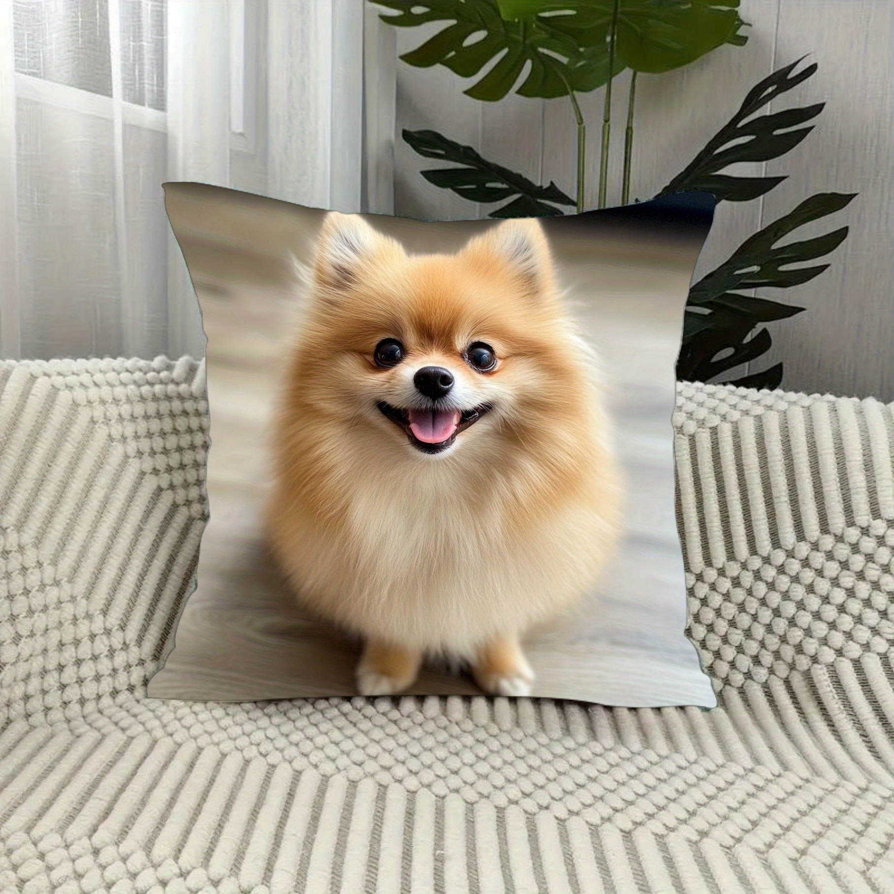 

1pc Pomeranian , 18x18 , Polyester, , , , Decorative For Sofa, ,