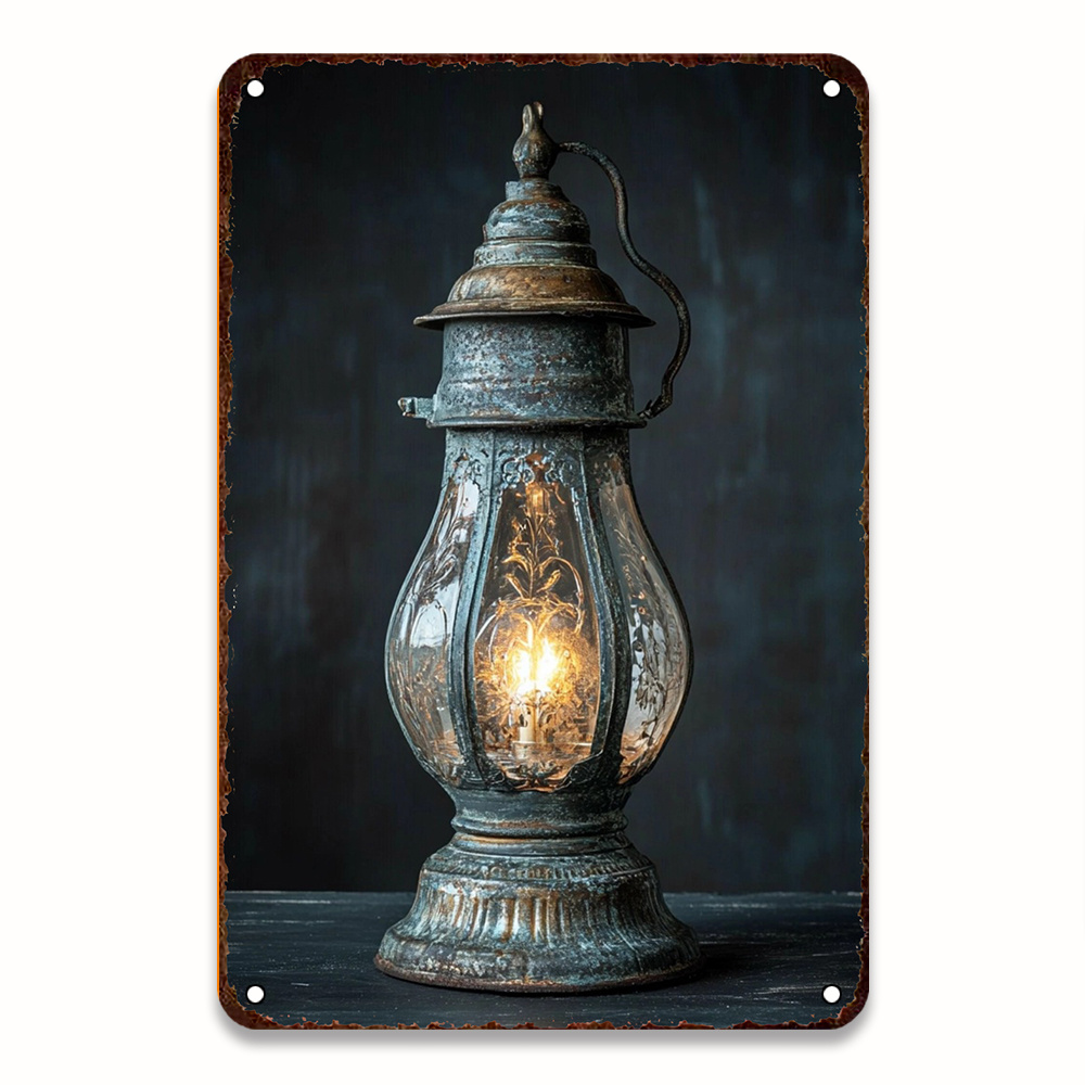 

Vintage Kerosene Lamp Metal - 12x8" Iron Decor Sign For Home, Bar, Cafe & More - Ideal For Camping Enthusiasts & Holiday Decor