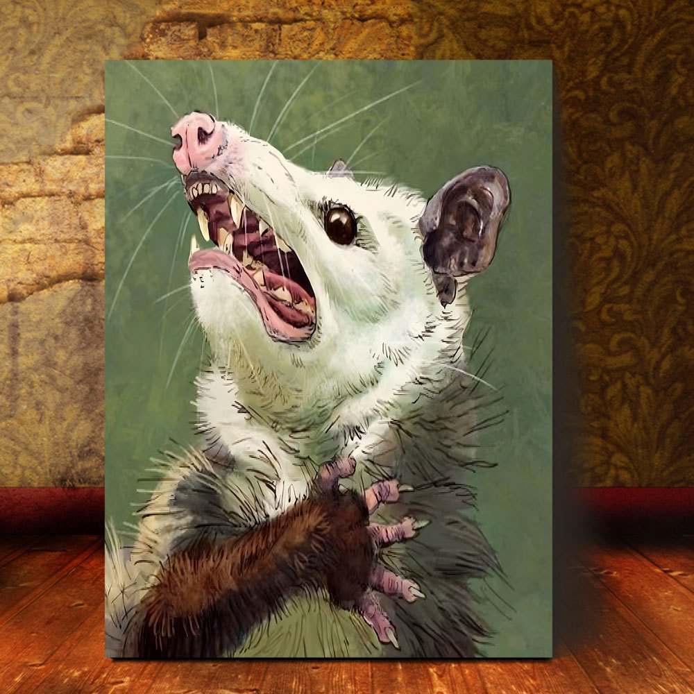 

1pc Opossum Canvas Wall Art, Animal Theme Wall Hanging Decor For Bar, Living Room, Bedroom - English Text, 11.8x15.7 Inches