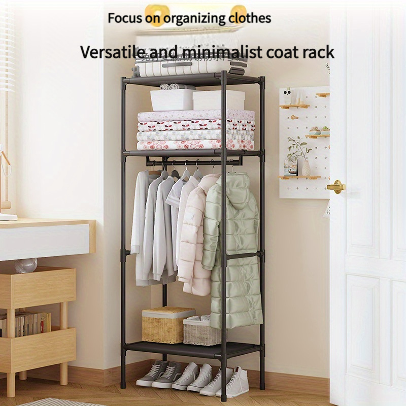 

3-tier Metal Coat Rack - Freestanding, Multi-use Storage For Clothes, Hats, Shoes - Entryway, Living Room, Bathroom Organization