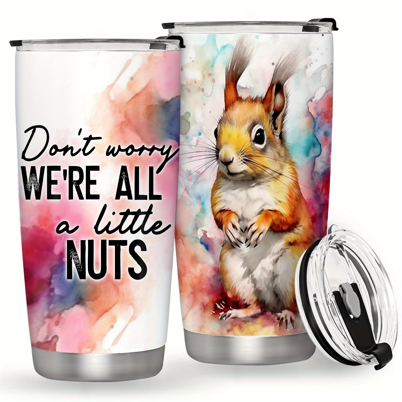 

20oz Squirrel-themed Stainless Steel - Double Wall Insulated, Leakproof Travel Mug For Drinks - Perfect Gift For On Christmas, , Round Shape