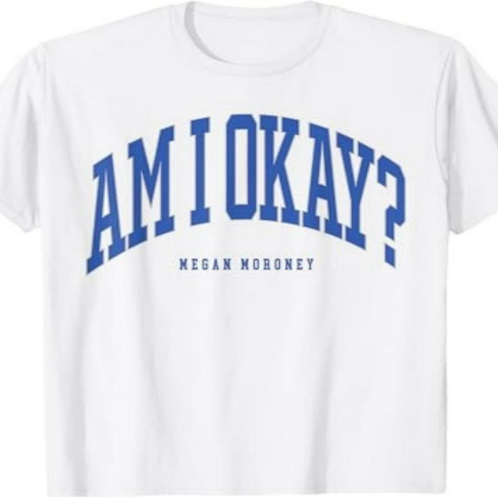 

1pc Moroney "am I Ok" Cotton T-shirt, Casual Crew Neck, Alphabet Pattern, , Knit Fabric, Regular Length - Women' Tee For Spring, Summer, Fall