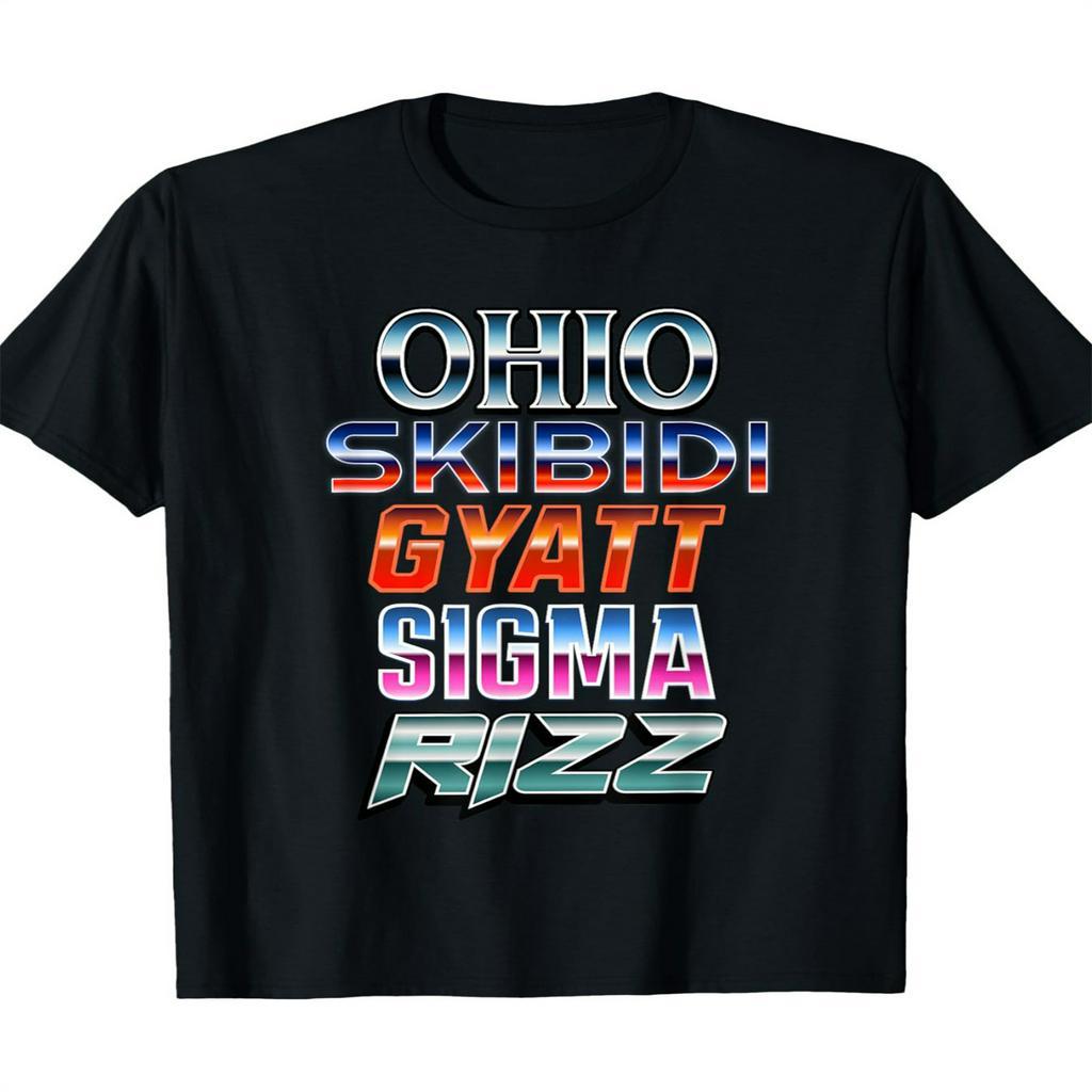 

1pc Ohio Skibidi Gyatt Crew Neck T-shirt - 100% Cotton, Casual Printed Tee, Medium Stretch Knit Fabric, Regular Fit For Adults, Summer Season