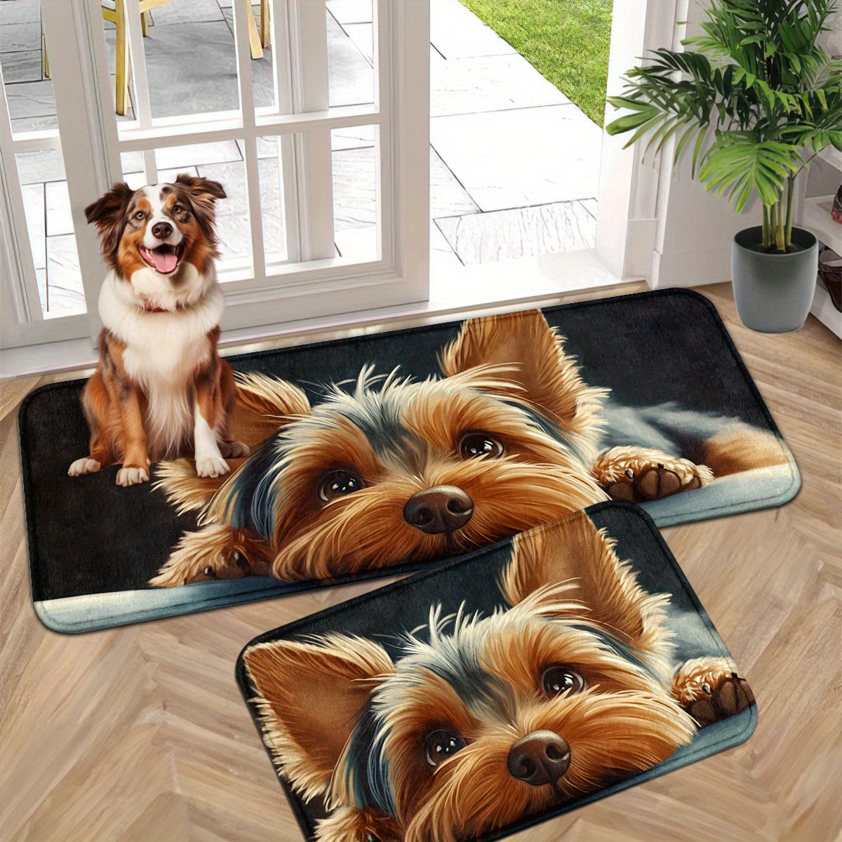 

1pc/2pcs Schnauzer Print Doormat, Machine Washable - Entrance Carpet For Indoor And Outdoor Use - For Living Room, Bedroom, Bathroom, Kitchen, Laundry - Decor