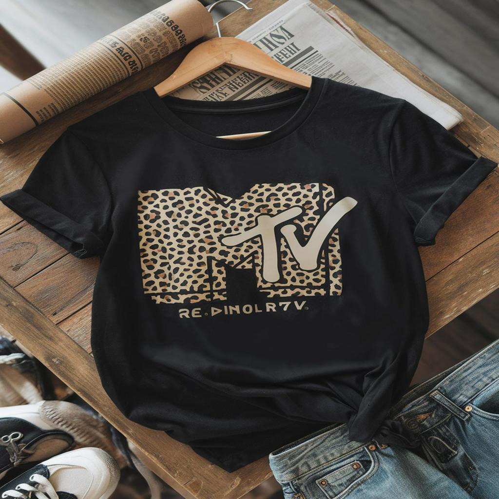 

Women's T-shirt With Mtv Print, Short Sleeves, Round Neck - Machine Washable