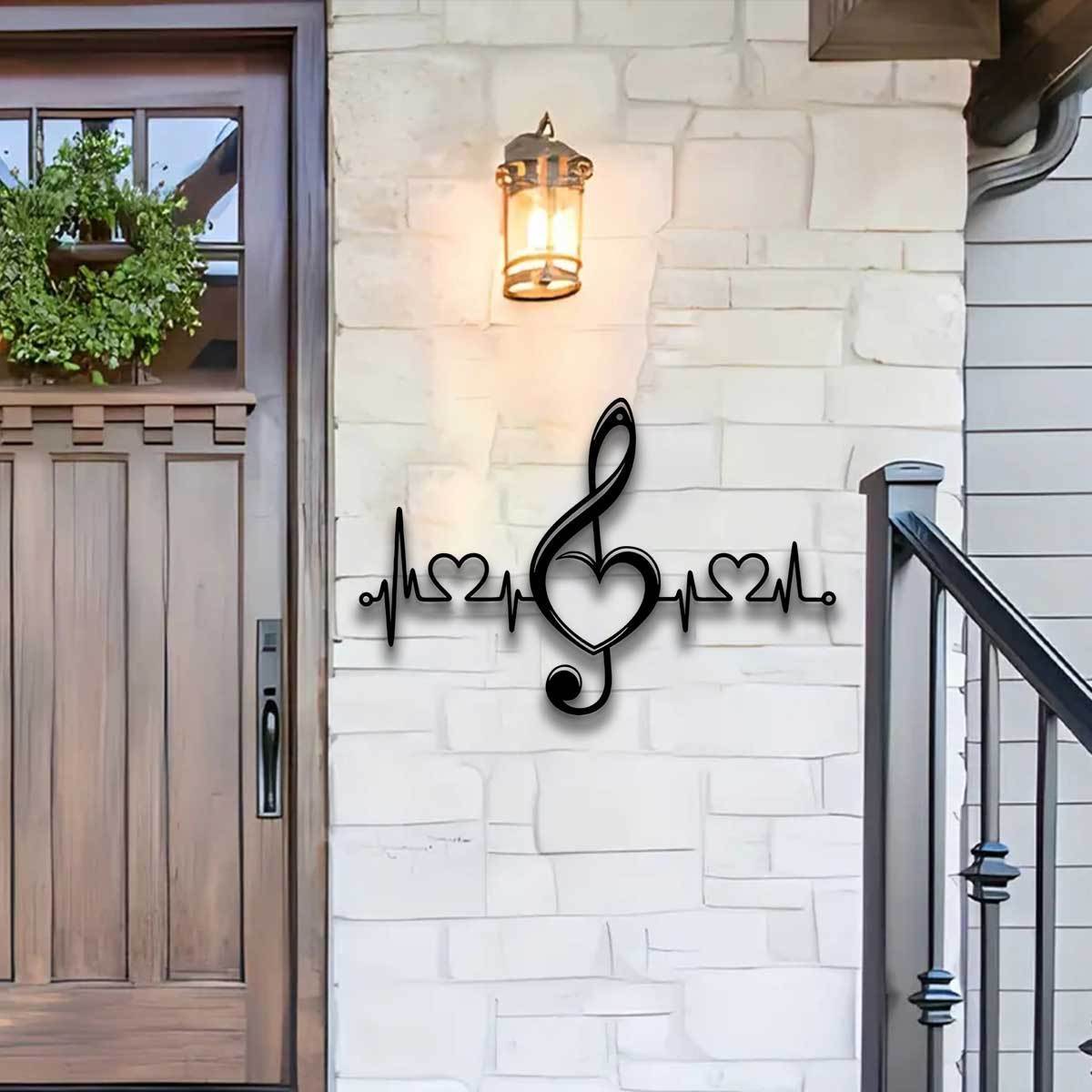 CREATCABIN Metal Wall Art – Heart Music Note Sculpture, Black Iron Decor For Bedroom, 12x9 Inches 8 thumbnail image