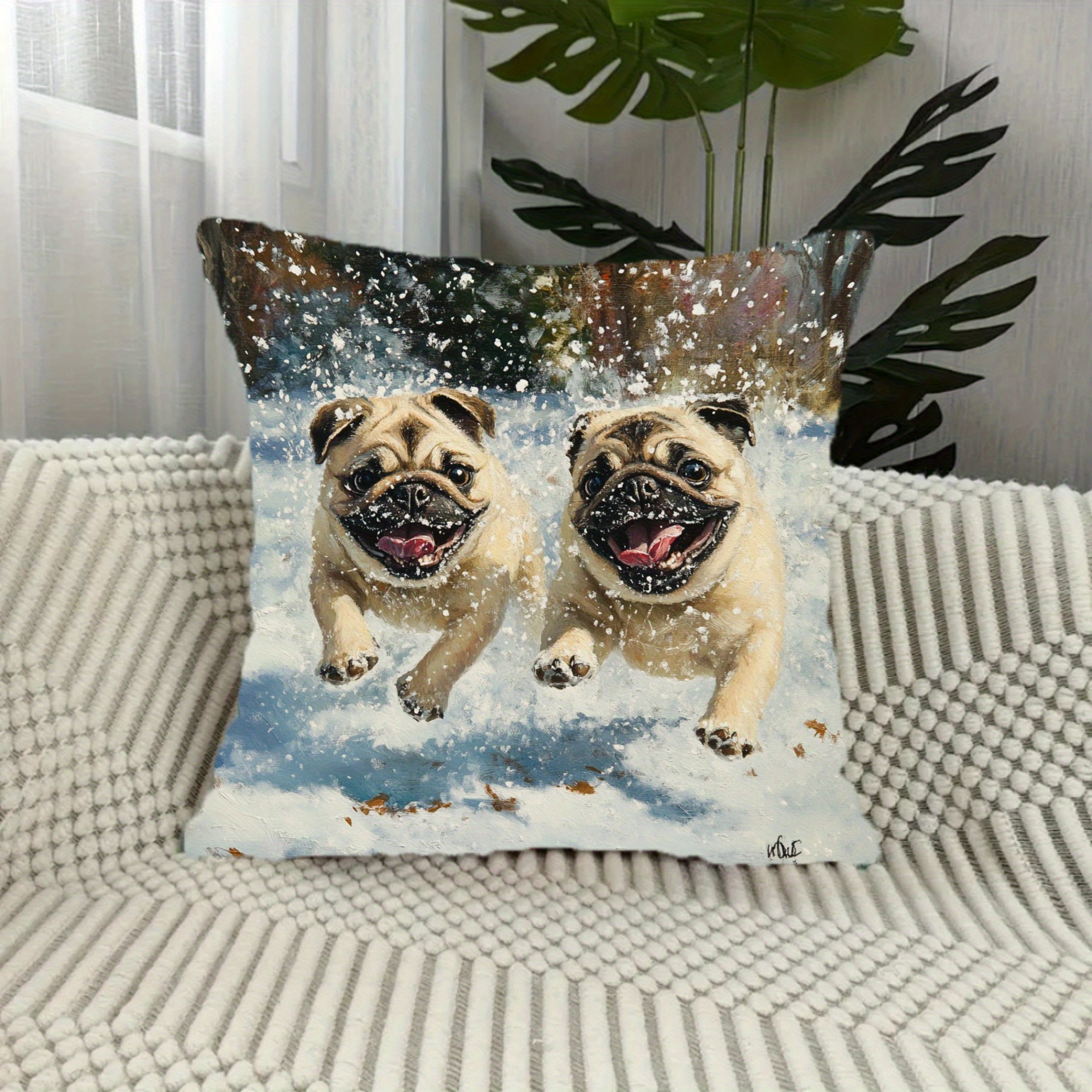 

1pc Pug In , 18x18 , Contemporary , Washable, , , Cushion For , , Sofa, Bedroom - Wuwuy17640