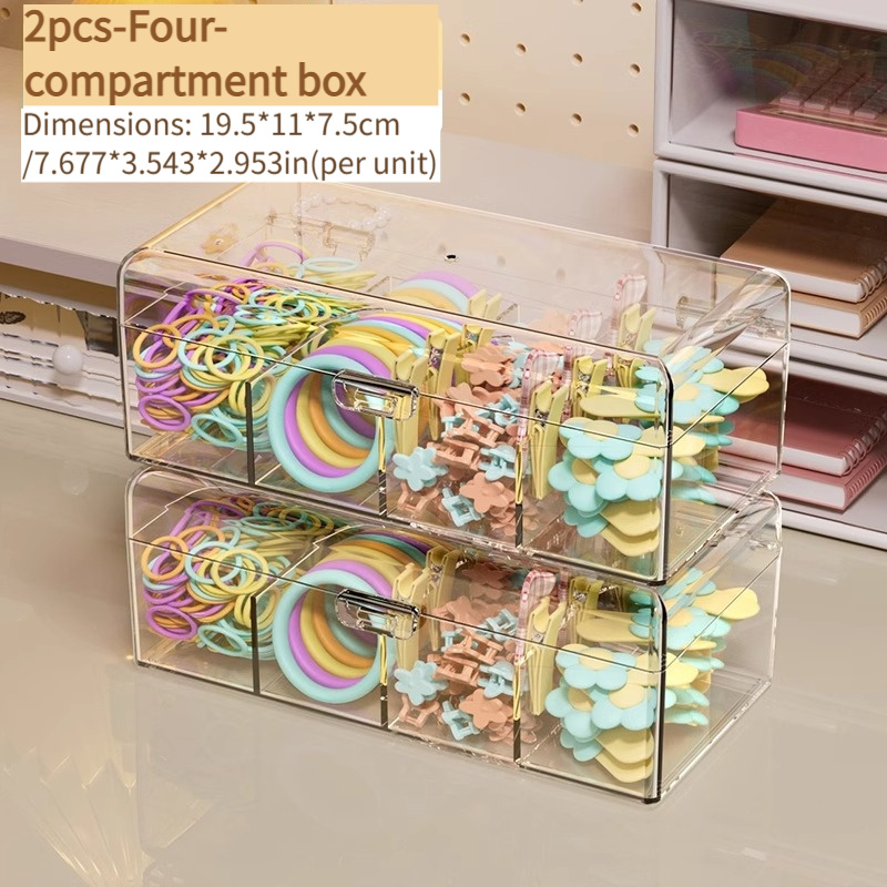 Image of 1pc/2pcs Hair Accessory Storage Box Desktop Transparent Hair Tie Hair Clip Head Rope Hair Clip Hair Ring Jewelry Box, Jewelry Boxes