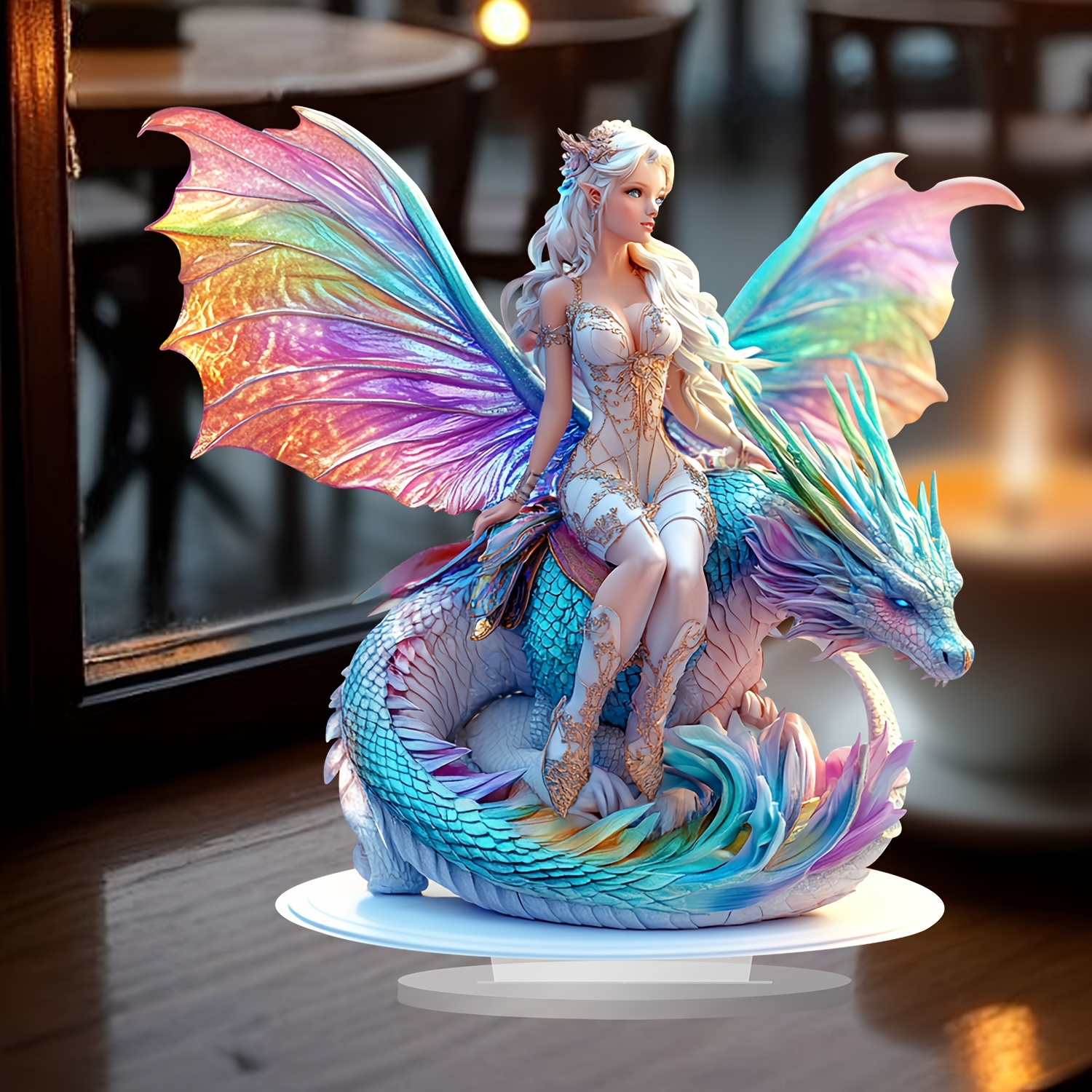 

Dragon & Fairy Acrylic Collectible Figurine, Bohemian , Room Decor, Electricity-free, With Ideal For Christmas, Halloween, Easter, Hanukkah, Thanksgiving, For Indoor & Outdoor Use