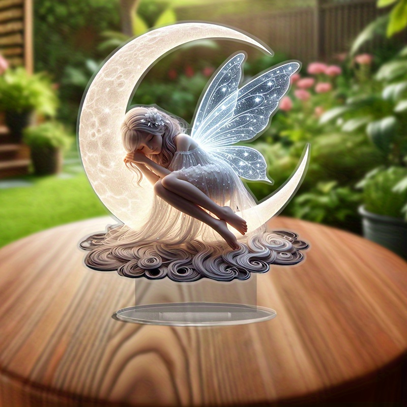 

1pc Fairy Acrylic Desk Decor, 7.8" Classic Collectible Figurine With Base, No Power Needed, Ideal For Home, Office, Bookshelf - Design, Perfect Gift And Decoration, Fairy Decor