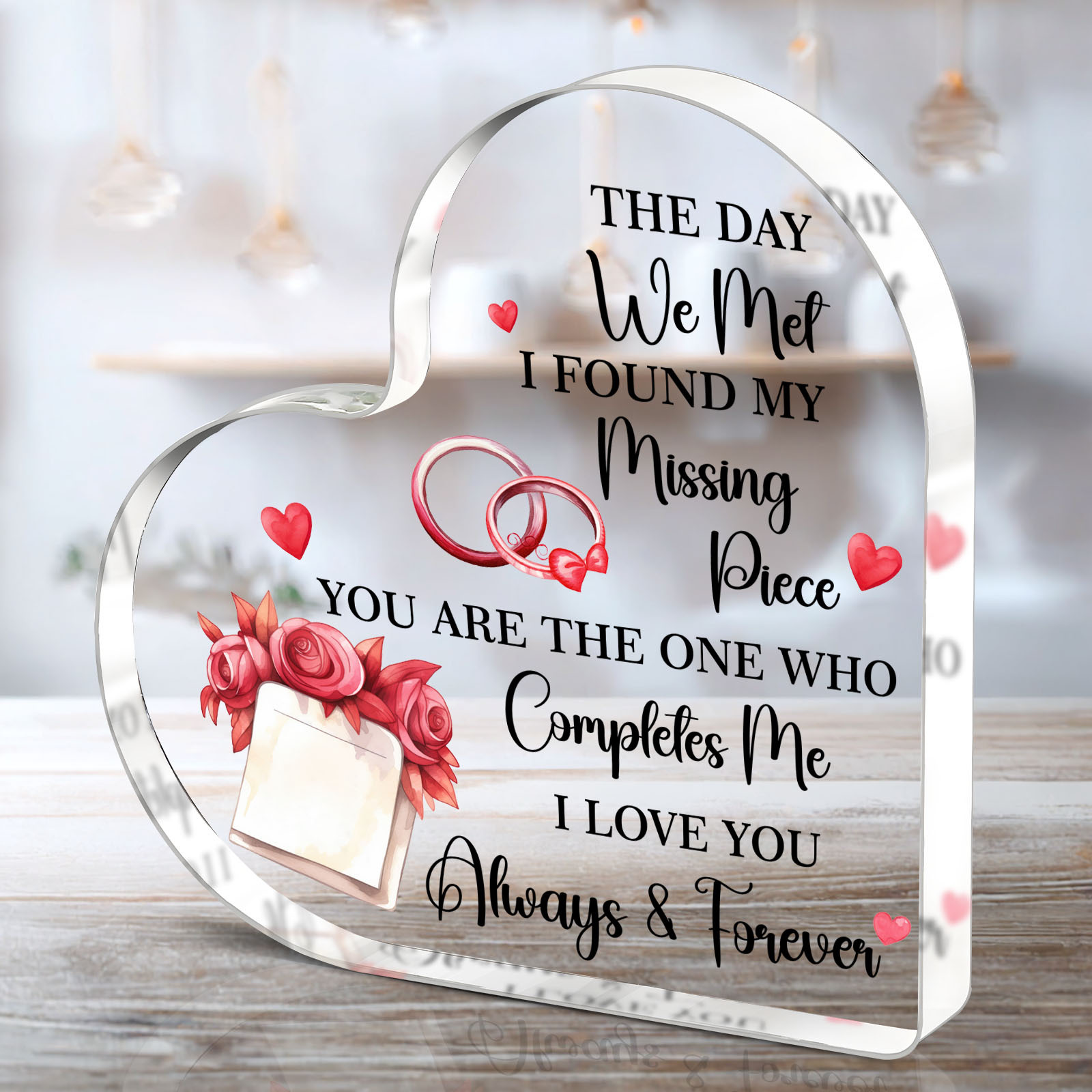 TEMU 2d Flat, 1pc Acrylic Sign Ornament For Valentine's Day - A Desktop Decoration Plaque Gift For Her, Perfect For Romantic Boyfriend Or Girlfriend,