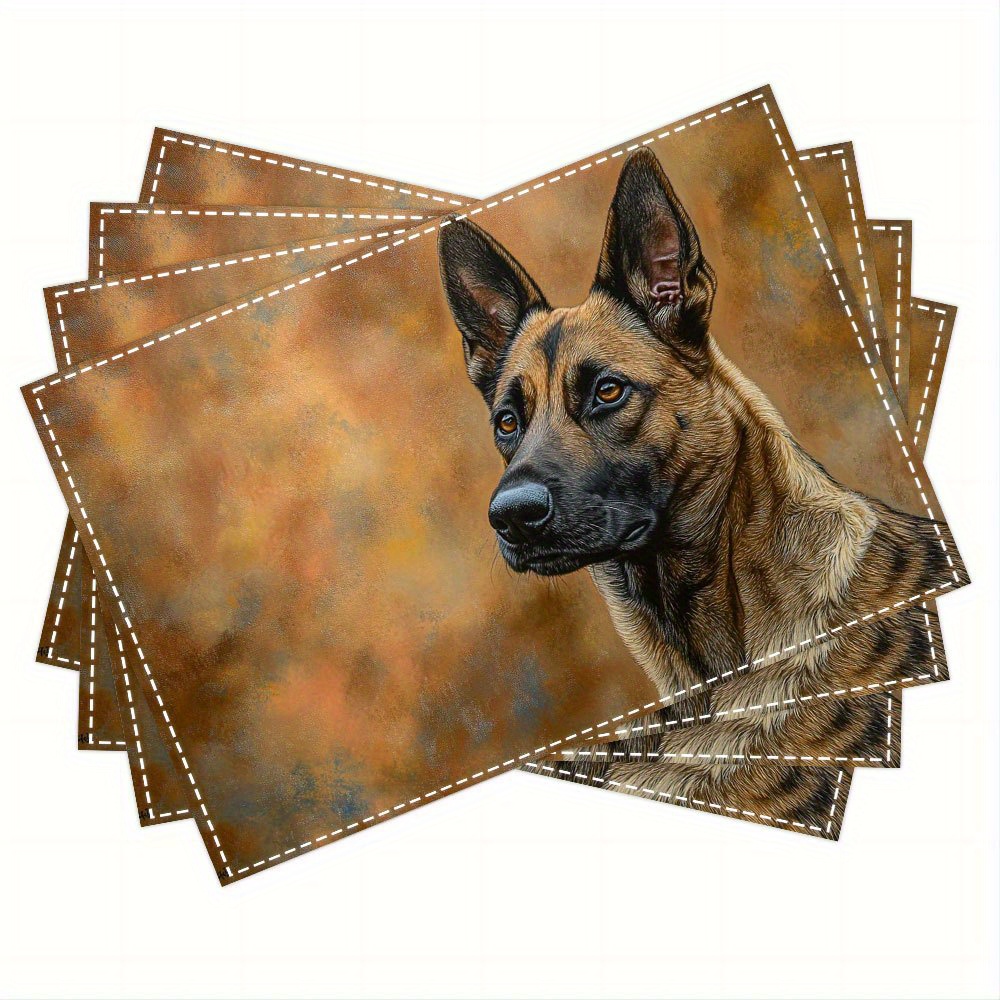 

4pcs Belgian Malinois Alert Linen Placemats, 12x18 Inch Single-sided Print, Machine Washable Woven Rectangular Table Mats For Kitchen Dining - Mnjdue154