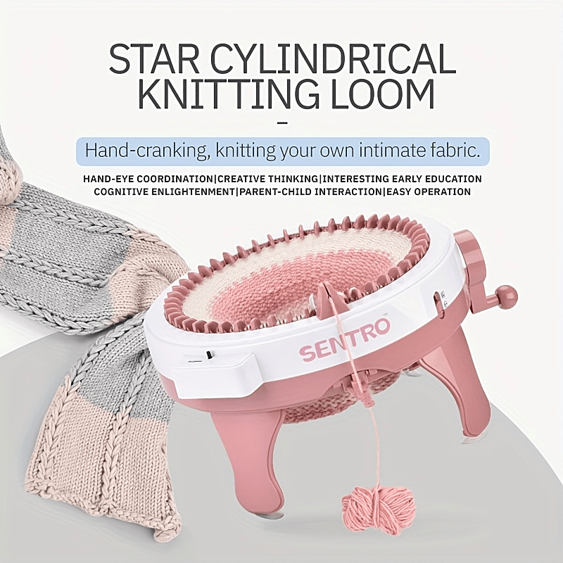 

Sentro Hand Cranking Knitting Machine Set - Star Cylinder Loom For Diy Fabric Crafts, Knit Scarves, Hats, Socks, No Electricity Required, Includes Of Sewing Tools