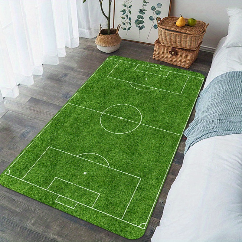 1pc football field area mat thick sponge mat large size sports court printed play mat spring   outdoor theme fade resistant home decor living room bedroom floor mat game console home decoration teens room decorative mat 0